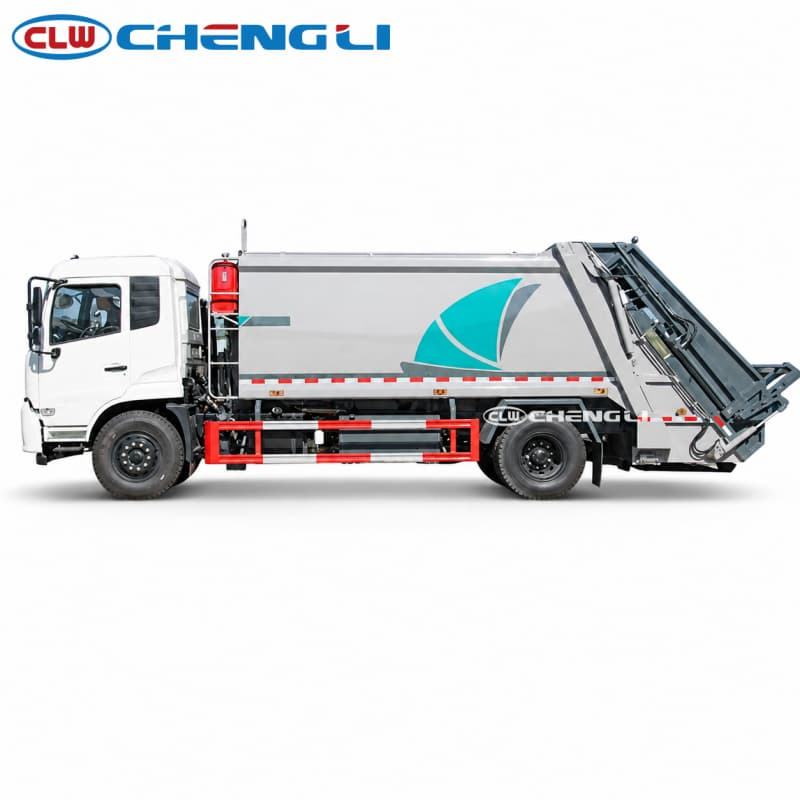 Camion compacteur arrière Dongfeng 4×2 de 14 m³, vue latérale gauche
