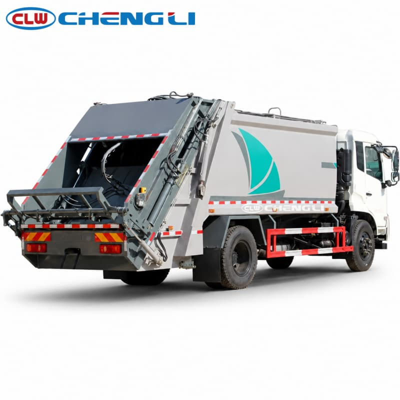 Camion compacteur arrière Dongfeng 4×2 de 14 m³, vue arrière droite