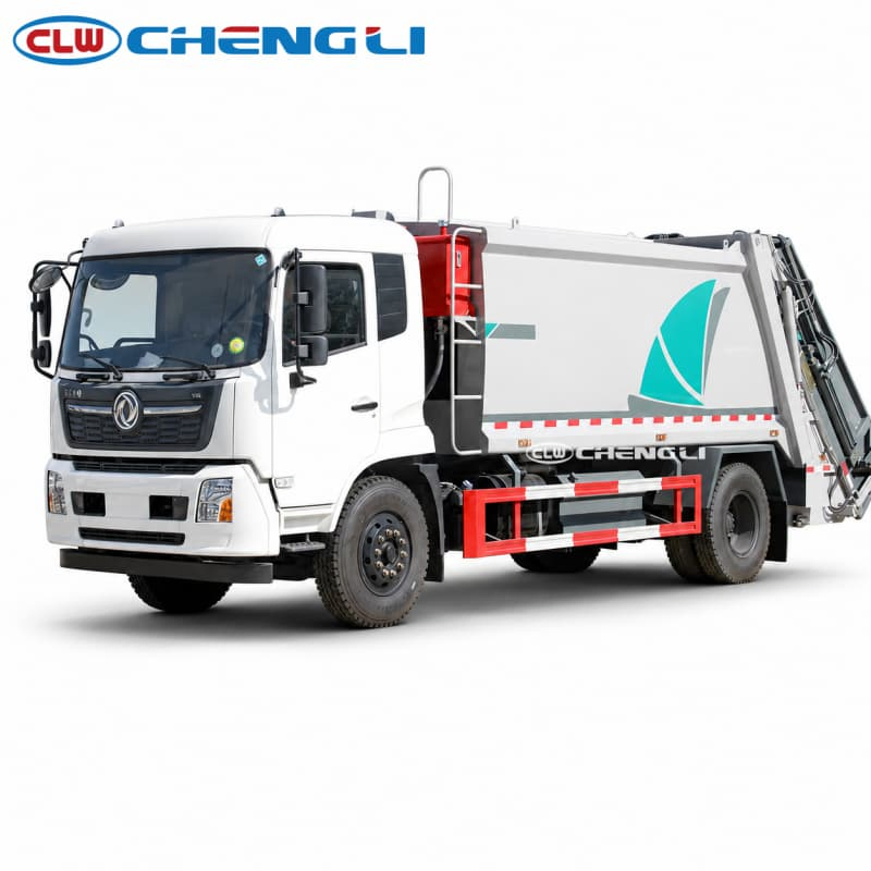 Camion compacteur arrière Dongfeng 4×2 de 14 m³, vue avant gauche