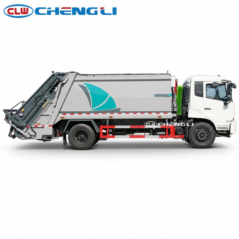 Camion compacteur arrière Dongfeng 4×2 de 14 m³, vue latérale droite
